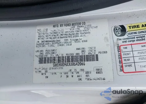 2010 Mercury Milan z USA, uszkodzony, nr VIN 3MEHM0HAXAR642066